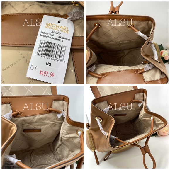 Michael Kors Abbey Cargo Backpack DK Brown Khaki W - Picture 6 of 6